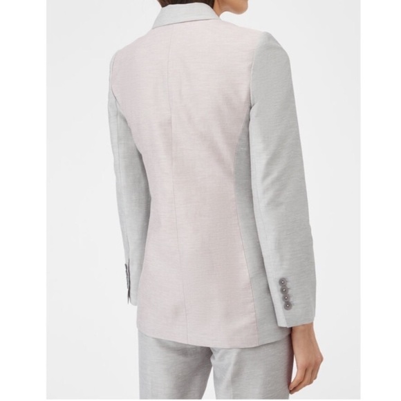 Rebecca Taylor Slub Linen Blend Gray and Pink Double Breasted Blazer Size 10 - Picture 14 of 16